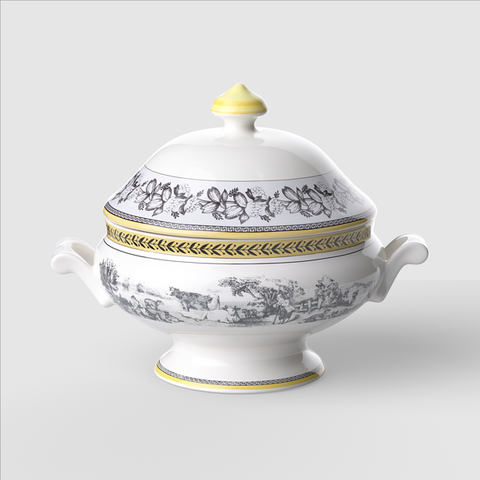 Audun Ferme Covered Tureen European Countryside Painting