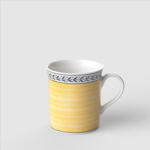 Audun Ferme Tall Cup Yellow with Leaf Border 250ml